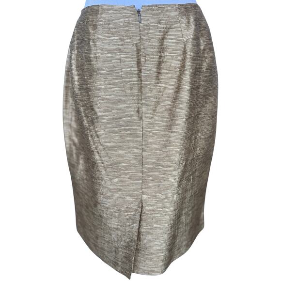 Dana Buchman Petite Silk Wool Formal Gold Skirt Suit 8P 10P Medium jacket set - Picture 8 of 13